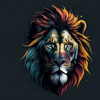 färgrik lejon ansikte logotyp foto