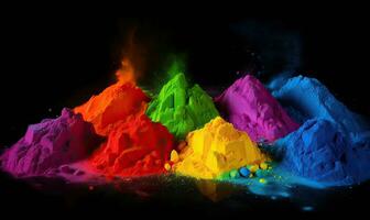 en färgrik explosion av måla pulver täckt allt skapande använder sig av generativ ai verktyg foto