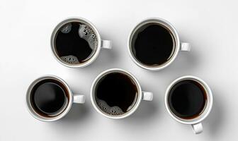 svart kaffe eras i en klassisk keramisk kopp. skapande använder sig av generativ ai verktyg foto