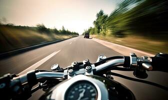 de adrenalinfyllda rida på de motorcykel var en spännande erfarenhet. skapande använder sig av generativ ai verktyg foto