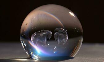 en delikat objekt sluten i en transparent glas bubbla skapande använder sig av generativ ai verktyg foto