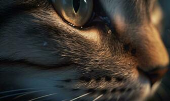 fascinerande makro skott av kattens öga med reflekterande vatten skapande använder sig av generativ ai verktyg foto