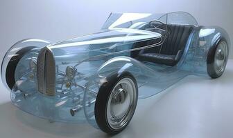 trogen design funktioner transparent glas bil kropp skapande använder sig av generativ ai verktyg foto