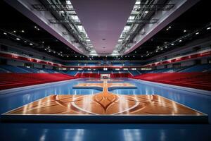 modern gymnastiska arena professionell reklam fotografi ai genererad foto