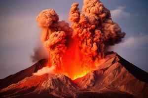 natur katastrof vulkanisk utbrott ai genererad foto