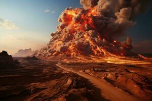 natur katastrof vulkanisk utbrott ai genererad foto