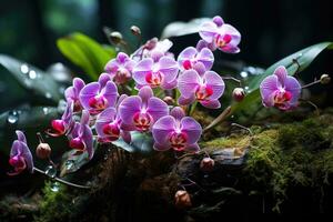 orkidéer i skog natur landskap ai genererad foto
