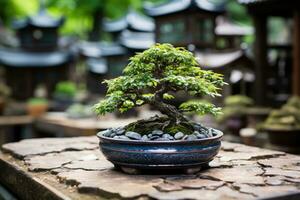 traditionell japansk bonsai växt konst ai genererad foto