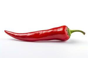 en röd chili peppar är isolerat på en vit bakgrund. ai genererad foto