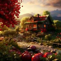 massor av röd äpple träd trädgård kashmir fantasi skön bakgrund foto