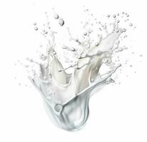 mjölk stänk, stänk av mjölk isolerat, mjölk eller vit flytande stänk isolerat över vit attrapp ai generativ foto