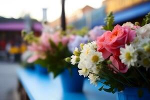 blommor bröllop dekor. neuralt nätverk ai genererad foto