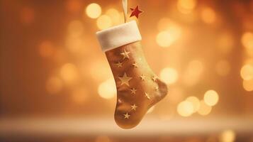 färgrik jul strumpor inuti där är många gåvor. ai genererad. foto