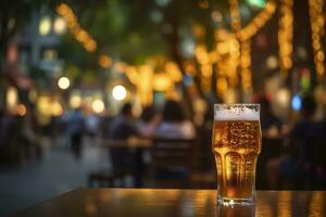 bokeh bakgrund av gata bar öl restaurang, utomhus i Asien, ai generativ foto
