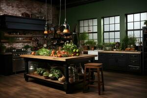 kök som Foto studio rum med verktyg och Utrustning ai genererad