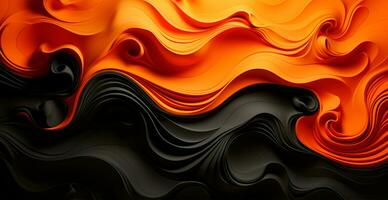 svart och orange abstrakt bakgrund vågig rader - ai genererad bild foto