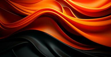svart och orange abstrakt bakgrund vågig rader - ai genererad bild foto