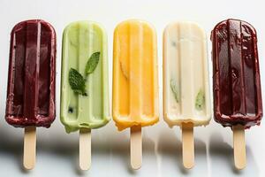 närbild av uppfriskande popsicles smältande snabbt ai genererad foto