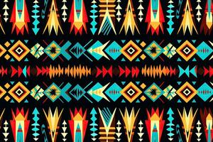 sömlös etnisk aztec mönster. stam- aztec vektor bakgrund, etnisk ikat sömlös mönster i stam. aztec geometrisk etnisk prydnad skriva ut., ai genererad foto