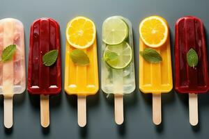 närbild av uppfriskande popsicles smältande snabbt ai genererad foto