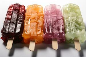 närbild av uppfriskande popsicles smältande snabbt ai genererad foto