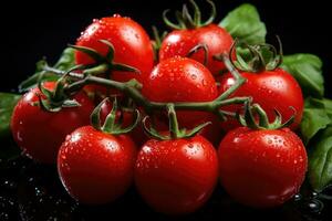 foton av körsbär tomater i inomhus- Foto studio ai genererad