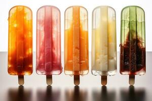 blandad popsicles för sommar ai genererad foto