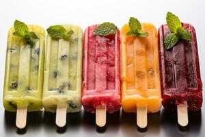 blandad popsicles för sommar ai genererad foto