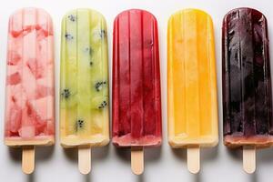 blandad popsicles för sommar ai genererad foto