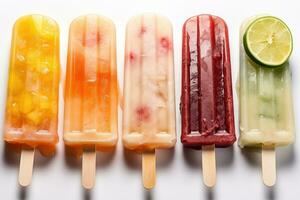 blandad popsicles för sommar ai genererad foto