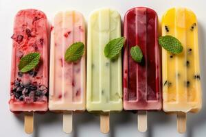 blandad popsicles för sommar ai genererad foto