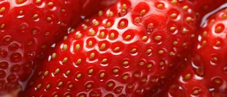 makro se av en jordgubbar yta. ai generativ foto