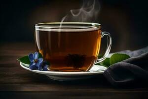 en kopp av te med en blomma. ai-genererad foto