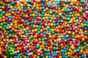 färgrik godis bollar på en svart bakgrund. ai-genererad foto