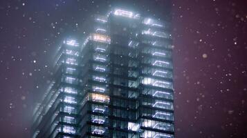mönster av kontor byggnader fönster upplyst på natt. glas arkitektur ,företags byggnad på natt - företag begrepp. foto