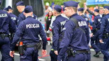 Warszawa, polen. 1 oktober 2023. Mars av en miljon hjärtan. polis enheter säkring opposition demonstrationer. foto