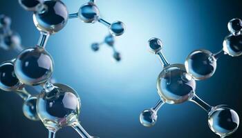 vetenskap bakgrund med molecula och atom modell. abstrakt molekyl strukturera. ai generativ foto