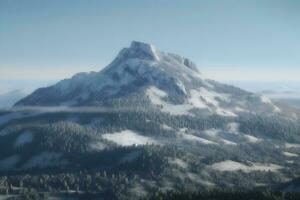 panorama av snö berg räckvidd landskap med blå himmel. neuralt nätverk ai genererad foto