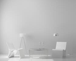 en uppsättning bord och stolar i rummet med en lampa foto