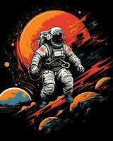 en planet man med en retro astronaut design scen foto