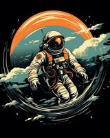 en planet man med en retro astronaut design scen foto