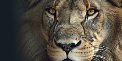 stänga upp av ett afrikansk lejon. generativ ai foto