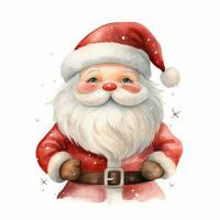 vattenfärg santa claus i röd kostym, jul illustration, ClipArt på vit bakgrund foto