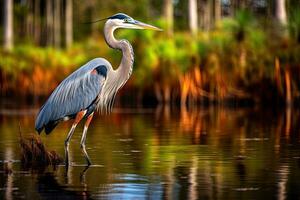 bra blå häger ardea herodier i florida, bra blå häger i everglades nationell parkera, florida, usa, ai genererad foto