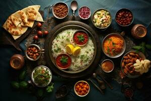 rajasthani eller rajasthani är en populär maharashtrian frukost maträtt, utsökt mat för en ramadan fest i de tabell, topp se, ai genererad foto