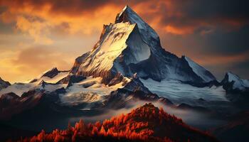 en berg topp är visad i detta bild ai genererad foto