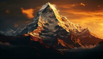 en berg topp är visad i detta bild ai genererad foto