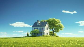 grön och miljömässigt vänlig hus begrepp. ai genererad foto