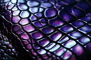 mönster textur av krokodil hud med lila mor av pärla. genererad förbi artificiell intelligens foto