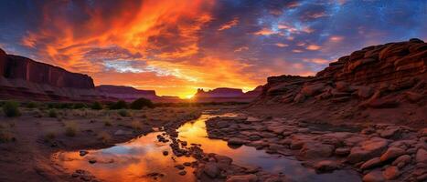 soluppgång i moab utah , genererad förbi ai foto